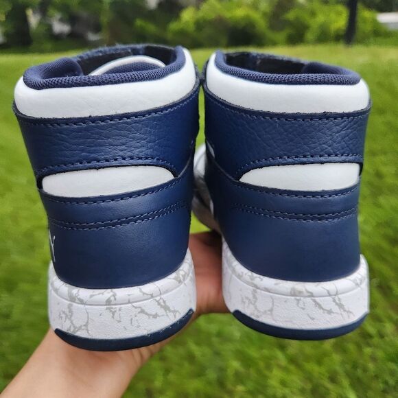 Puma Kids Rebound Blue White Layup Mid-Top Marbled Sole Sneakers Size 2 - Picture 5 of 16